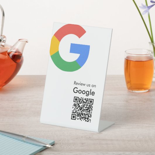 Trendiger moderner Google-Review-QR-Code Sockelschild (In SItu)