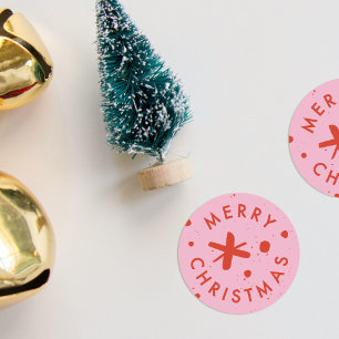Trendiger moderner handgeschriebener Merry Christm Runder Aufkleber