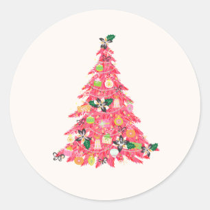 trendiger moderner heller farbenfroher Weihnachtsb Runder Aufkleber