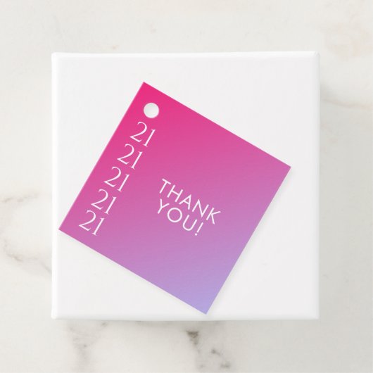Trendiger moderner, knalliger rosa Gradient 21. Ge Geschenkanhänger (Beispiel)