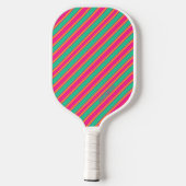 Trendiger moderner Monogramm-Name gestreift Pickleball Schläger (Rückseite)
