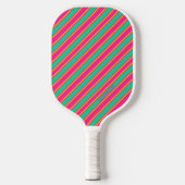 Trendiger moderner Monogramm-Name gestreift Pickleball Schläger (Vorderseite)