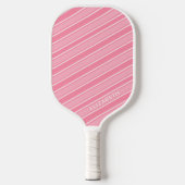 Trendiger moderner Monogramm-Name Rosa gestreift Pickleball Schläger (Vorderseite)