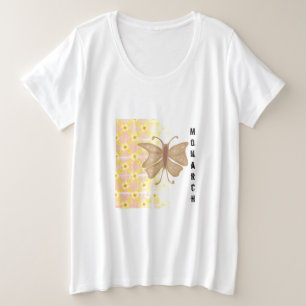 Trendiger Monarch-Schmetterling und abstraktes Mus Große Größe T-Shirt