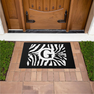 Trendiger Monogramm-Zebradruck-Türvorleger Fußmatte