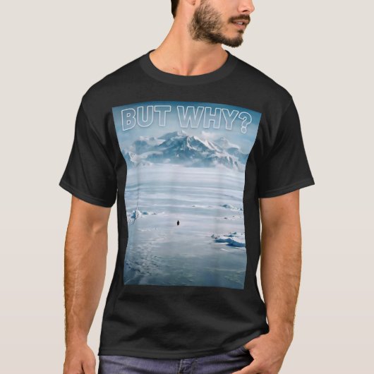 Trendiger nihilistischer Pinguin Aber warum? T-Shirt (Vorderseite)