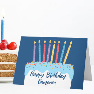 Trendiger personalisierter Happy Birthday-Kuchen Karte