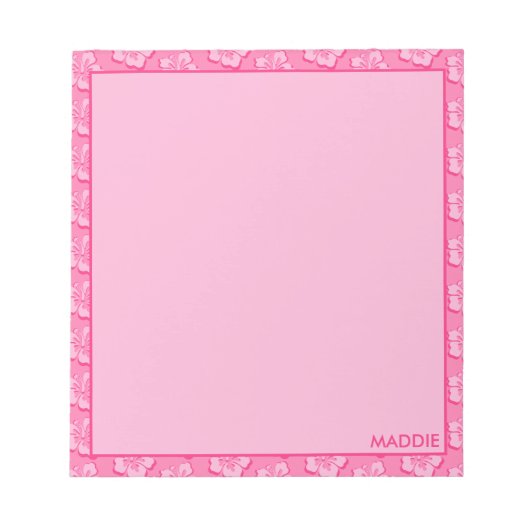 Trendiger Preppy Rosa Tropischer Blumenprint Notizblock (Vorderseite)