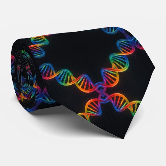 Trendiger Regenbogen-Doppelhelix-DNA-Schlips Krawatte (Gerollt)