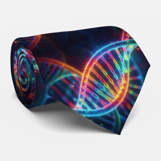 Trendiger Regenbogen-Doppelhelix-DNA-Schlips Krawatte (Gerollt)