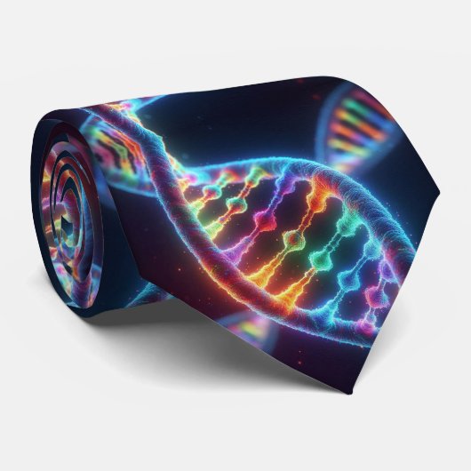 Trendiger Regenbogen-Doppelhelix-DNA-Schlips Krawatte (Gerollt)