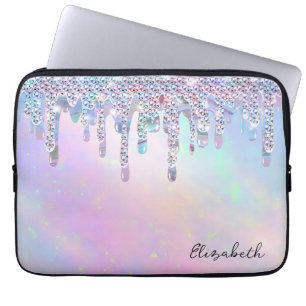 Trendiger Regenbogen-Glitter-Tropfen Holografisch Laptopschutzhülle