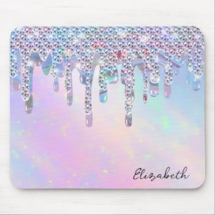 Trendiger Regenbogen-Glitter-Tropfen Holografisch Mousepad