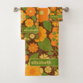 Trendiger Retro-Muster-Individuelle Name Badhandtuch Set (Insitu)