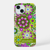 Trendiger Retro-Muster-individuelle Name iPhone 15 Hülle (Rückseite)