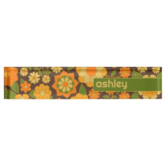 Trendiger Retro-Muster-Individuelle Name Namensplakette (Vorderseite)