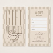 Trendiger Retro-Neutral-Beige-Spa-Salon-Geschenkgu (Vorne & Hinten)