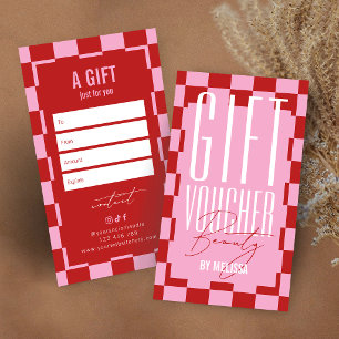 Trendiger Retro-Rosa- und Rot-Spa-Salon-Geschenkgu