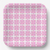 Trendiger rosa Blush-Blüten nahtloses Muster Pappteller (Vorderseite)