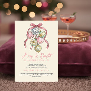 Trendiger rosa Bogen Disco-Kugel-Ornamententausch Einladung