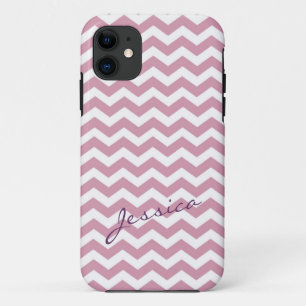 Trendiger rosa Chevron-Zickzack mit Namen Case-Mate iPhone Hülle