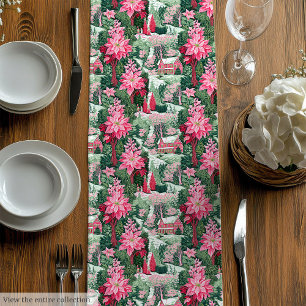 Trendiger rosa grüner preppy Weihnachtstischläufer Mittelgroßer Tischläufer