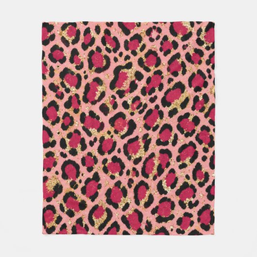 Trendiger rosa Leopard-Fleck Gepard-Tier-Muster Fleecedecke (Vorderseite)