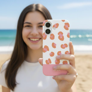 Trendiger Rosa Leopard Monogramm Initiale iPhone 16 Hülle