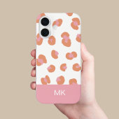 Trendiger Rosa Leopard Monogramm Initiale iPhone 16 Hülle