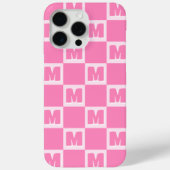 Trendiger rosa Monogramm-Karo-Anfangsbuchstabe Case-Mate iPhone Hülle (Rückseite)