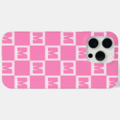 Trendiger rosa Monogramm-Karo-Anfangsbuchstabe Case-Mate iPhone Hülle (Rückseite (Horizontal))