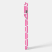 Trendiger rosa Monogramm-Karo-Anfangsbuchstabe iPhone Hülle (Linke Seite)
