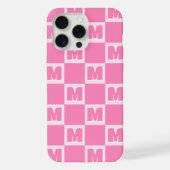 Trendiger rosa Monogramm-Karo-Anfangsbuchstabe iPhone Hülle (Rückseite)