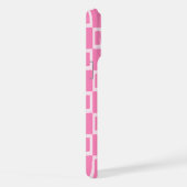 Trendiger rosa Monogramm-Karo-Anfangsbuchstabe iPhone Hülle (Rechte Seite)