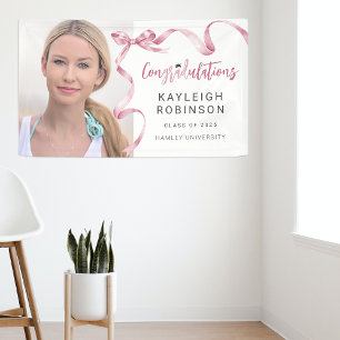 Trendiger rosa Schleifenfoto-Abschluss Banner