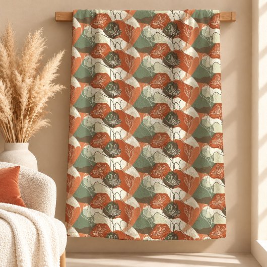 Trendiger Rust-Staubgrün-Boho-Decken-Design-Kunst Fleecedecke