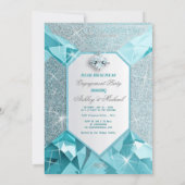trendiger Schmuck türkisfarbene Glitzern Einladung (Rückseite)
