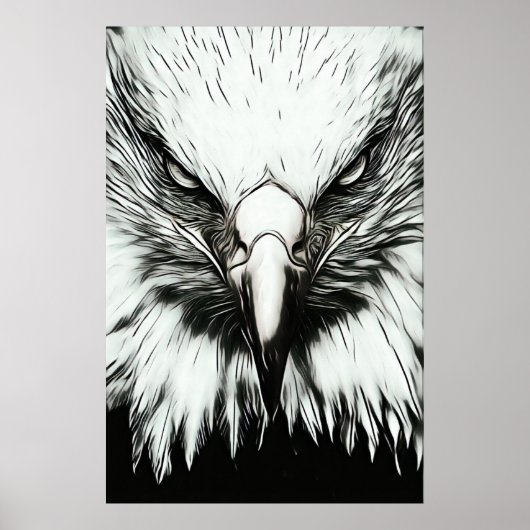 Trendiger Schwarz-Weiß-Adler Poster (Vorne)