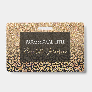 Trendiger schwarzer Gold-Glitter-Leopard-Ombre Ausweis