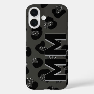 Trendiger schwarzer Leopardenprint dunkler Schatte iPhone 16 Hülle