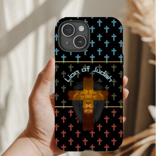 Trendiger schwarzer roter Oliven grüner Kreuz Löwe Case-Mate iPhone Hülle