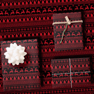 Trendiger schwarzer und roter nordischer hässliche geschenkpapier set