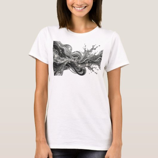 Trendiger silberner ABSTRACT ART Schmuck Kunst T-Shirt (Vorderseite)