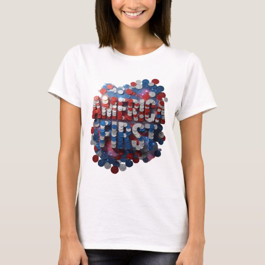 Trendiger Silberner AMERIKA ZUERST Statement-Desig T-Shirt (Vorderseite)