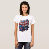 Trendiger Silberner AMERIKA ZUERST Statement-Desig T-Shirt (Vorne ganz)