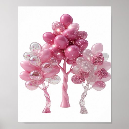 Trendiger silberner BALLOON-BAUMSCHMUCK 3D-Text-Ku Poster (Vorne)