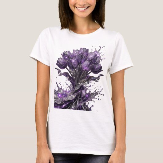 Trendiger silberner KUNSTDRUCK ABSTRACT ART v2 T-Shirt (Vorderseite)