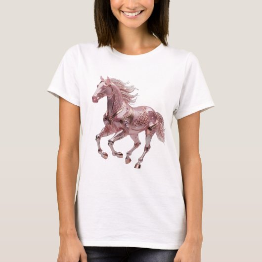 Trendiger silberner PINK GLAS PFERD Design T-Shirt (Vorderseite)