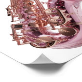 Trendiger silberner PINK SAXOPHON Custom Design Poster (Ecke)