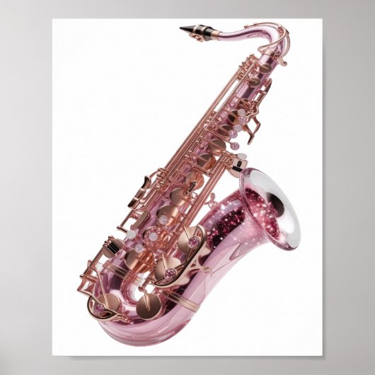 Trendiger silberner PINK SAXOPHON Custom Design Poster (Vorne)